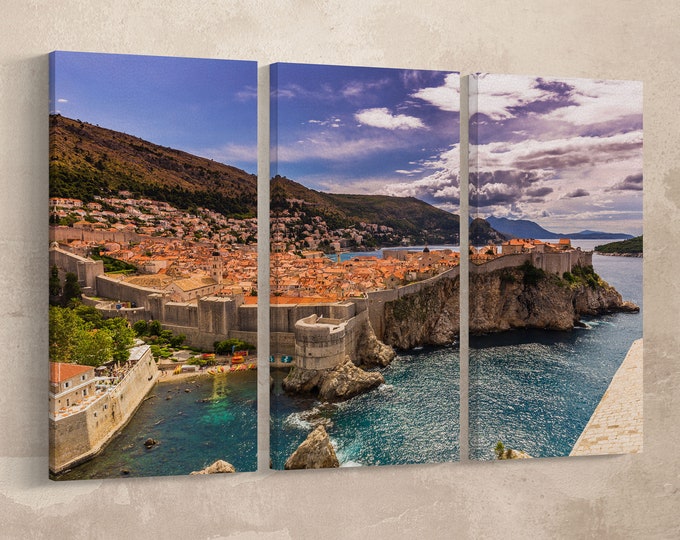 Old fortified city of Dubrovnik framed canvas leather print/GOT city/Large wall art/Large wall decor/Made in Italy/Better than Canvas!