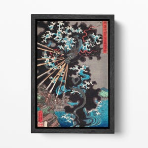 Drago Giapponese Utagawa Kuniyoshi Arte Ukiyo-e Stampa su Ecopelle Made in Italy