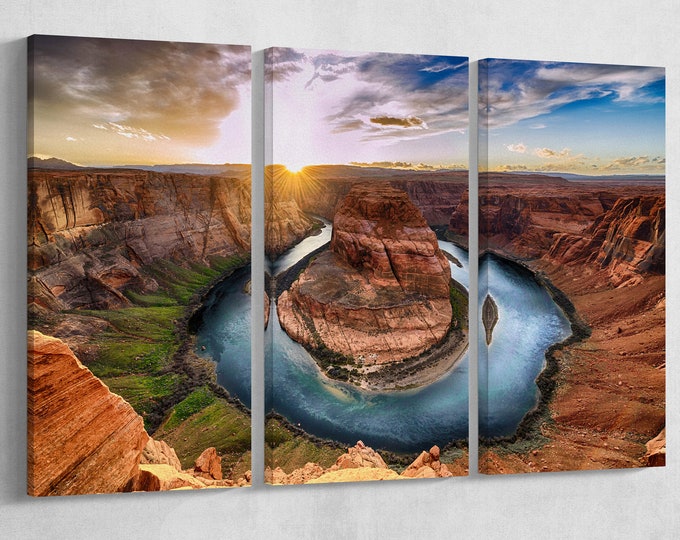 Horseshoe bend Grand Canyon National Park at Sunset Leather Print/Multi Panel Print/Lather Art/Large Print/Wall Art/Better than Canvas!