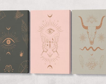 Boho Wall Art Triptych Eco Leather Canvas Print