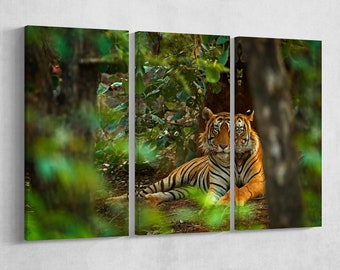 Regal Indian Tiger PETA Approved Faux Leather Canvas Wall Art