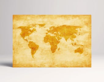 Vintage World Map with Borders and Nations Eco Leather Wall Art Print