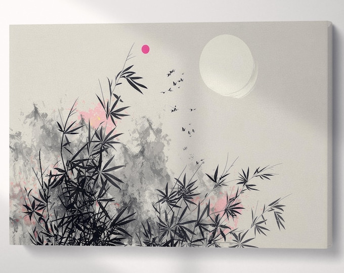 Zen Bamboo Breeze - Chinese Art Inspired Wall Decor Eco Leather Print, Made in Italy!