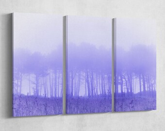 3 Panel Trees in Fog Leather Print/Large Wall Art/Multi Panel Wall Art/Large Wall Decor/Home Decor/Made in Italy/Better than Canvas!