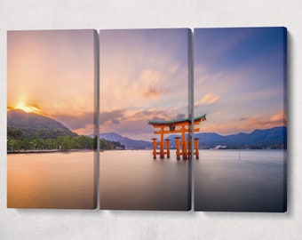 Floating Torii Gate Sunset Vegan Leather Print: Miyajima, Japan