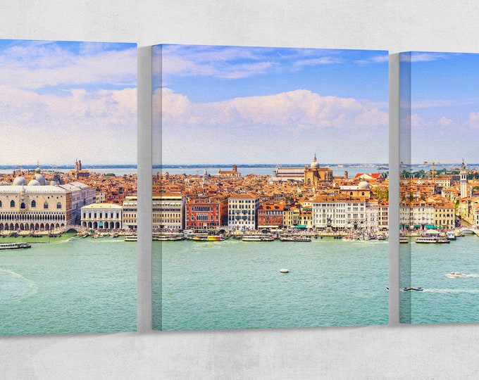 Venezia Panoramic View Leather Print/Multi Panel Print/Extra Large Print/Venice Print/Wall Art/Wall Decor/Better than Canvas!