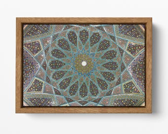 Hafez Tomb Dome Shiraz Persian Mosaic Canvas Wall Art Framed Eco Leather Print