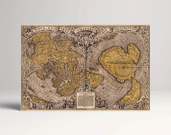 1531 Oronce Finé Vintage Map Of The World Reproduction Wall Art Canvas Eco Leather Print