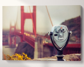 Golden Gate San Francisco Binocular Eco Leather Wall Art Frame
