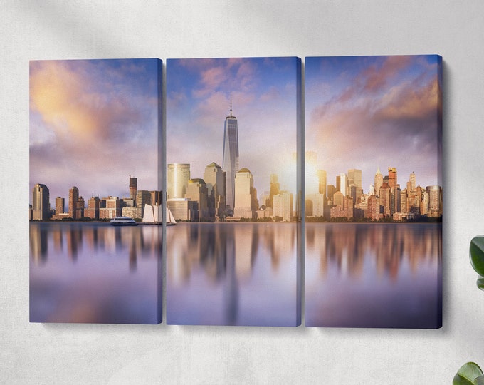 New York City Skyline Leather Print/Large New York Canvas/One World Trade Center Print/New York Wall Art/Made in Italy/Better than Canvas!