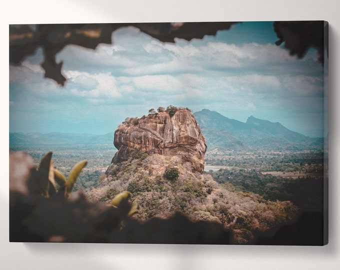 Sigiriya, The Lion Rock, Sri Lanka Wall Art Canvas Eco Leather Print, Made in Italy!