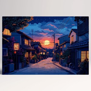 Scena Crepuscolare Giapponese Canvas Stampa su Tessuto Ecopelle, Made in Italy!