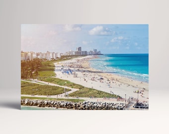 Miami Beach Aerial PETA Approved Eco Leather Canvas Multi Panel Wall Art