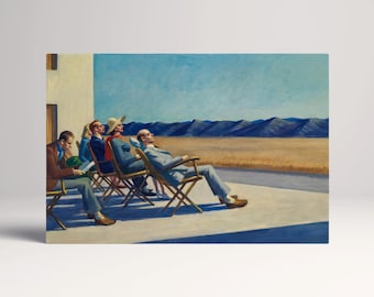 People in the Sun by Edward Hopper Reproduction Framed Wall Art Canvas Eco Leather Print