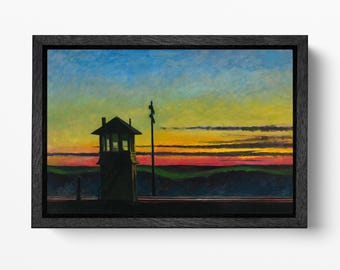Railroad Sunset by Edward Hopper, PETA-Approved Vegan Leather Art Print, Vintage Wall Decor