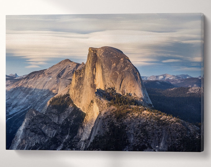 Half Dome Glacier Point Yosemite National Park Canvas Wall Art Eco Leather Print, Made in Italy!