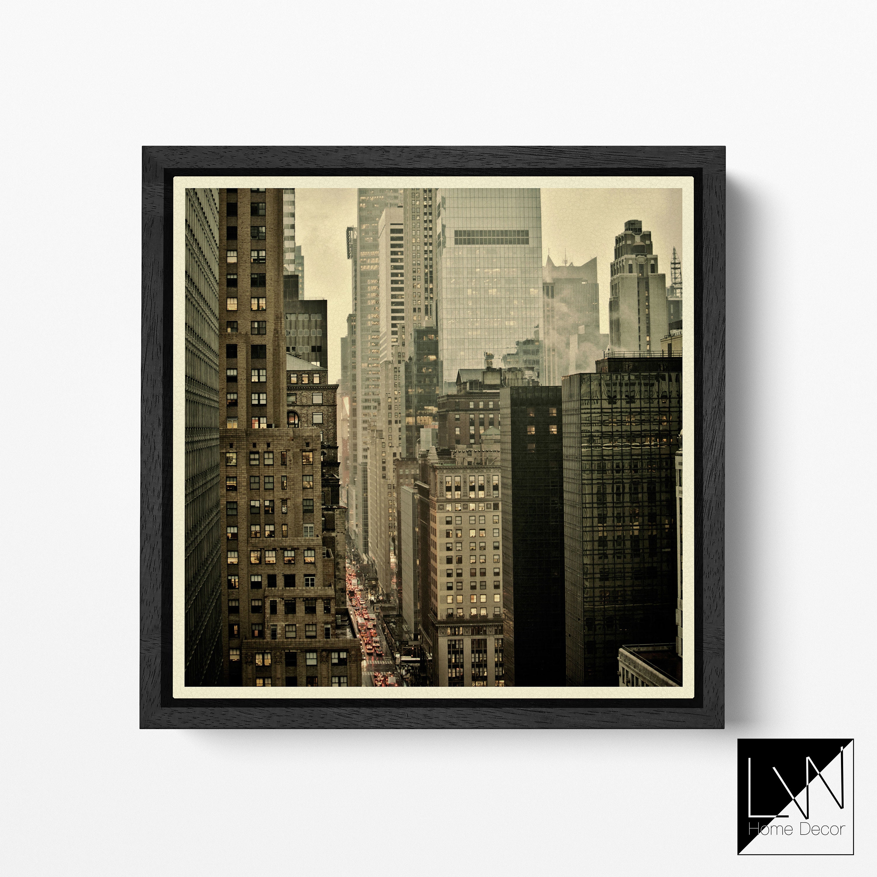 42nd Street New York Buildings Vintage Filter Leather Print/Large New