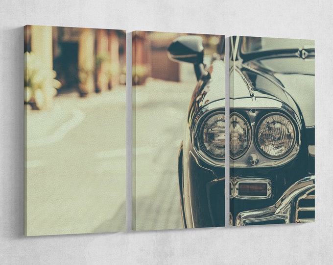 Headlight Lamp Vintage Car Leather Print/Extra Large Print/Multi Panel Print/Vintage Print/Better than Canvas!