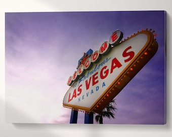 Neon Welcome Las Vegas PETA Approved Faux Leather Canvas Wall Art