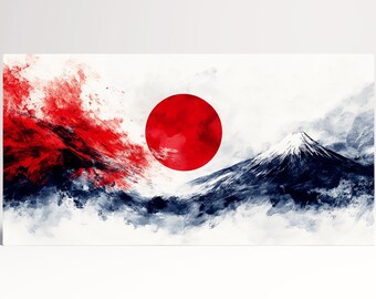 Fuji and the Fury of the Rising Sun Wall Art Canvas Eco Leather Print