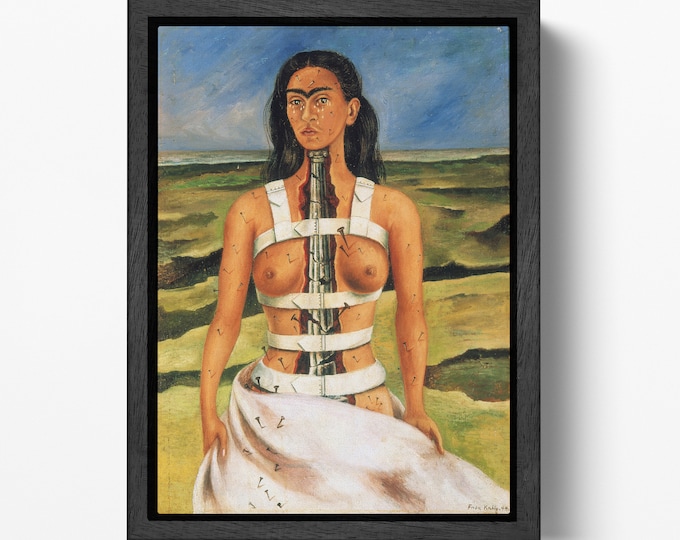 Frida Kahlo The Broken Column Reproduction Framed Canvas Eco Leather Print, Made in Italy!