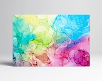 Abstract Watercolor Vegan Leather Wall Art Luxury Modern Fluid Gallery Wrap