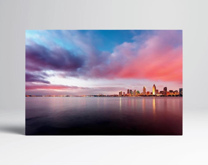 San Diego Eco Leather Wall Art Print US Coastal Skyline