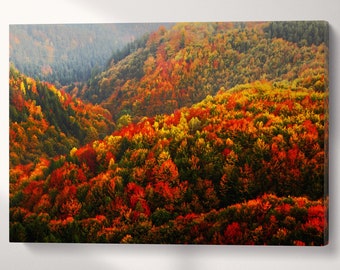 Autumn Forest Canopy PETA Approved Faux Leather Wall Art