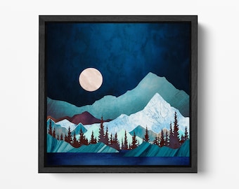 Moonlight Nordic Style PETA Approved Eco Leather Canvas Square Art Floating Frame