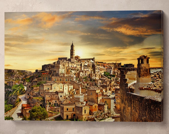 Matera Italy Canvas Eco Leather Print, Made in Italy!