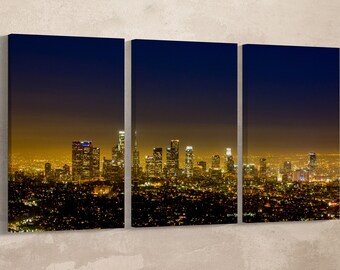 Los Angeles Skyline Vegan Leather Print: Downtown LA Wall Art