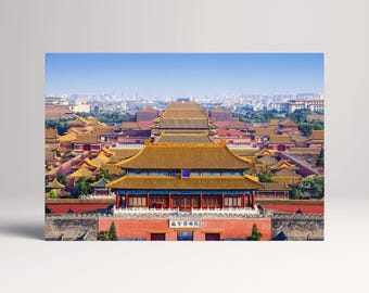 Forbidden City Beijing China Imperial Palace PETA Approved Eco Leather Single Triptych Art