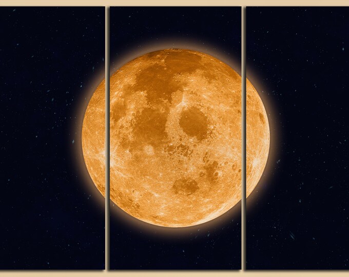 Supermoon Leather Print/Extra Large Moon Print/Full Moon Canvas/Large Wall Art/Large Wall Decor/Home Decor/Made in Italy/Better than Canvas!