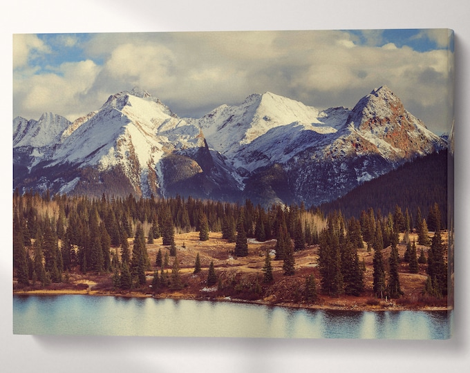 Needle Grenadier Colorado Mountains Canvas Eco Leather Print, Made in Italy!