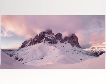 Dolomites Sunset Peaks PETA Approved Faux Leather Canvas Wall Art