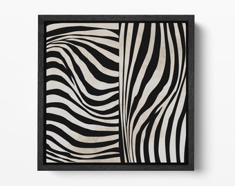 Zebra Pattern Abstract Square PETA Approved Eco Leather Framed Animal Print Wall Art