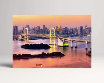 Tokyo Skyline Japan PETA Approved Eco Leather Canvas Multi Panel Art