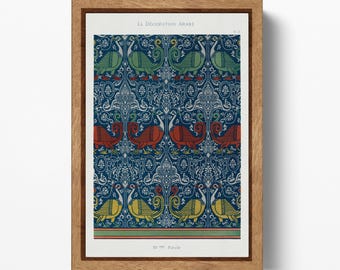 Arabic Bird Pattern Wall Art Arab Decorative Design Vegan Leather Print