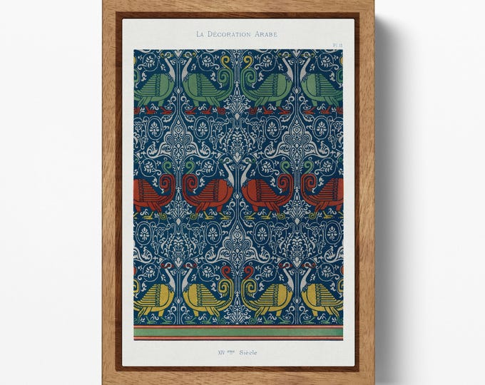 Islamic Bird Pattern Wall Art Arab Decorative Design Vegan Leather Print