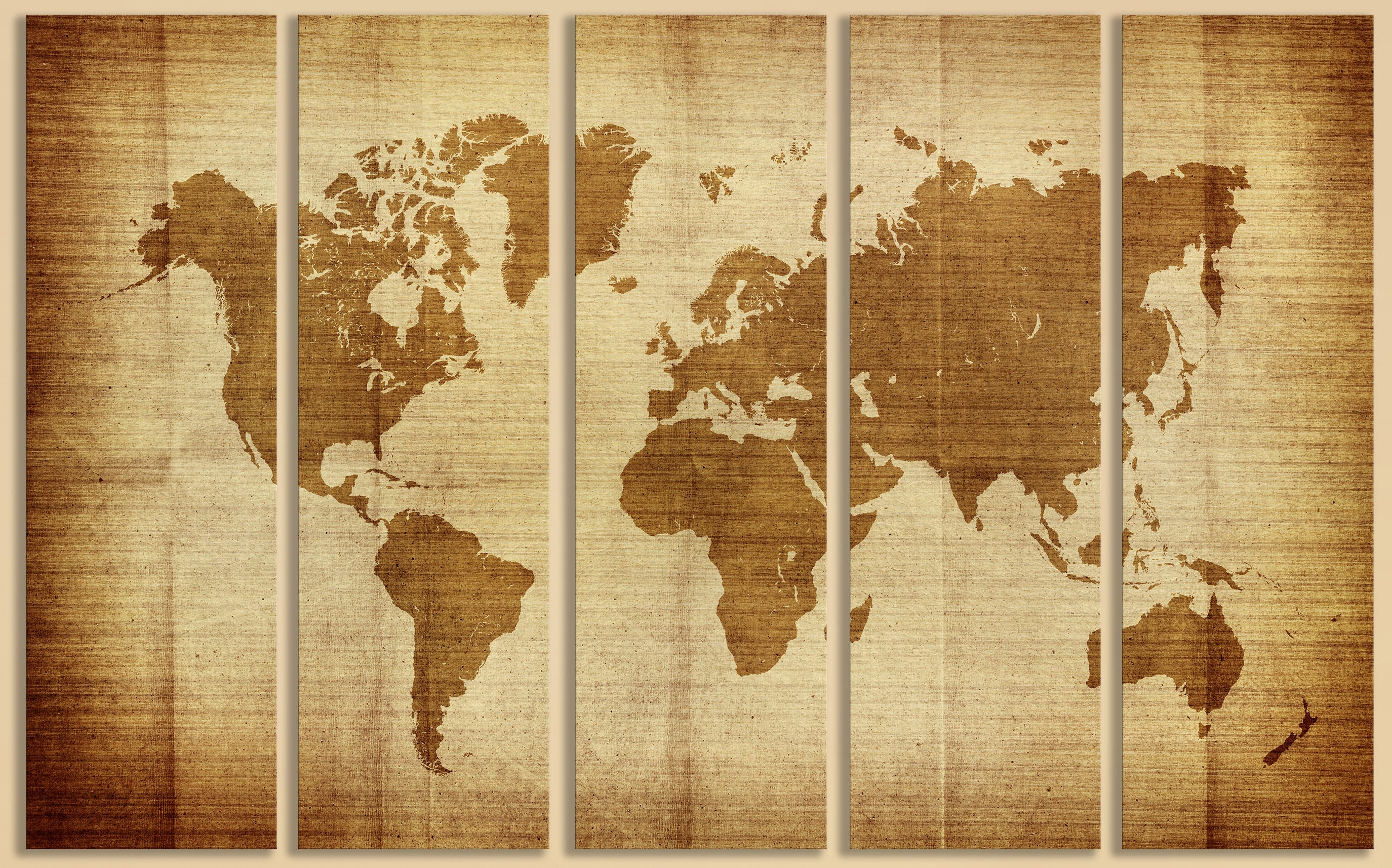 Cartina del Mondo toni caldi con puntine segnaposto canvas su ecopelle