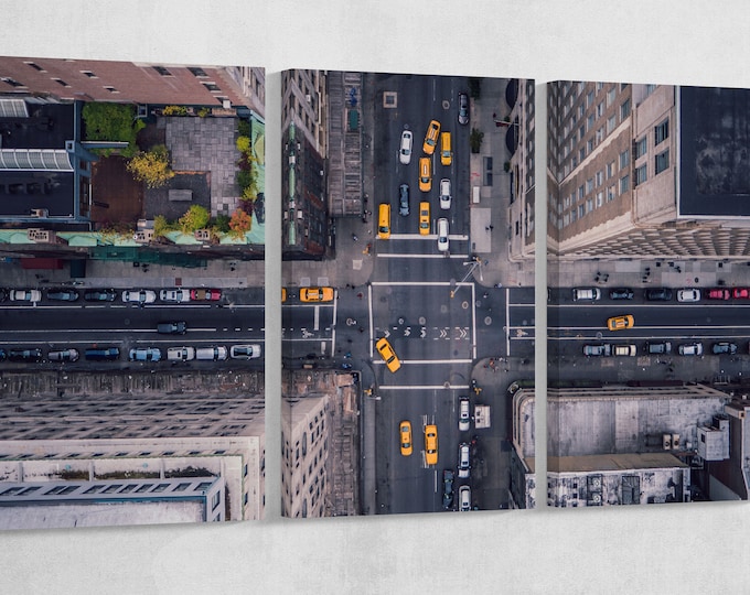 New York 5Th Avenue Aerial Leather Print/New York Large Print/Multi Panel New York Print/Wall Art/Wall Decor/Better than Canvas