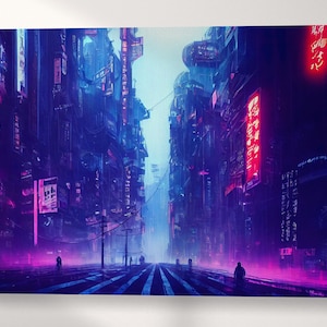  Cyberpunk Style 80s Retro Background Decorations for Living  Room Cyberpunk City Street Modern Paintings Pictures 3 Piece Canvas Wall  Art House Decor Ready to Hang Posters and Prints, 60 Wx40 H 