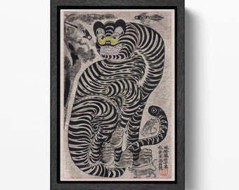 Talismanic Tiger Vintage Japanese Artwork 20th Century Eco Leather Canvas Print