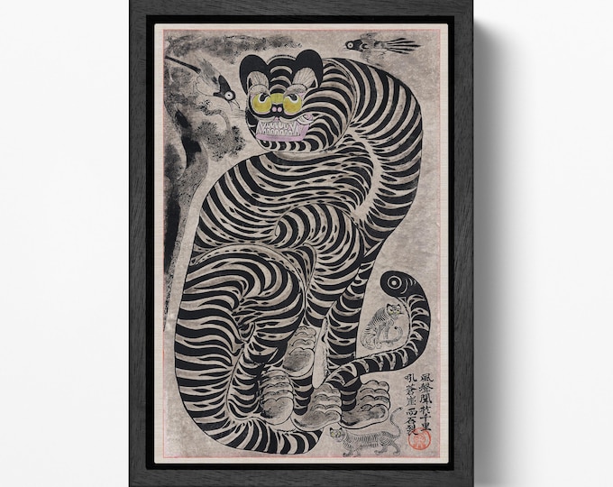 Talismanic Tiger Vintage Japanese Artwork 20th Century Eco Leather Canvas Print