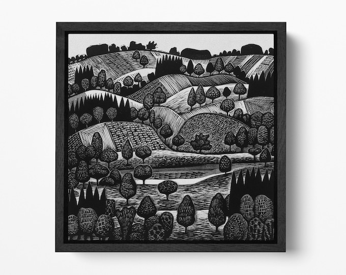Black And White Drawing Eesti Maastik Eelma Herald Canvas Wall Art Eco Leather Print, Made in Italy!