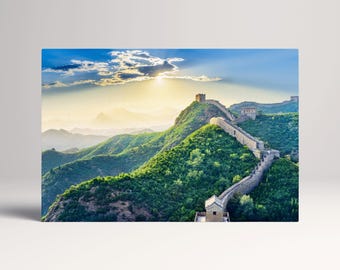 Great Wall of China Art PETA Approved Eco Leather Canvas Triptych or Single