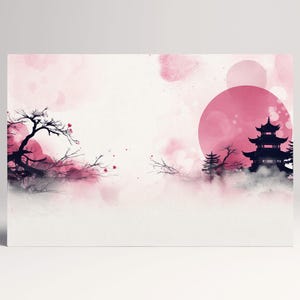 Sogno Rosa Arte Giapponese Canvas Stampa su Tessuto Ecopelle, Made in Italy!