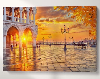 Venice San Marco Square Sunrise PETA Approved Eco Leather Multi Panel Wall Art