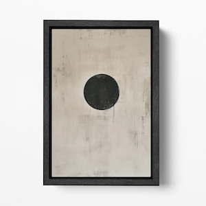 Vacío en foco: Círculo negro minimalista abstracto: lienzo decorativo de cuero ecológico para pared, arte de pared contemporáneo, ¡hecho en Italia!