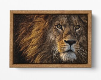 Intense Lion Face Vegan Leather Wall Art Luxury Wildlife Home Decor